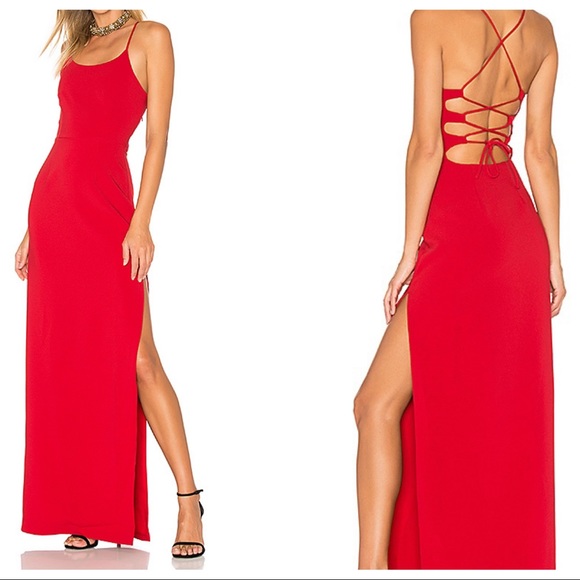 Lovers + Friends Dresses & Skirts - Lovers and Friends x REVOLVE Lauren Maxi Dress Red Lace up Tie Back Slit 0